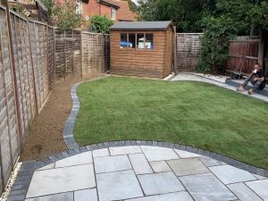 Block Paving Driveway and Indian Sandstone Patio in Abingdon