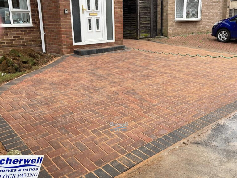 Brindle Block Paved Driveway with Charcoal Border and New Step in Abingdon