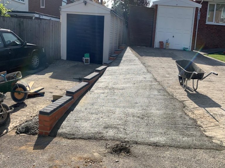 Concrete Driveway Extension with New Wall in Banbury