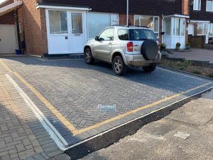 Driveway with Charcoal and Buff Block Paving in Banbury