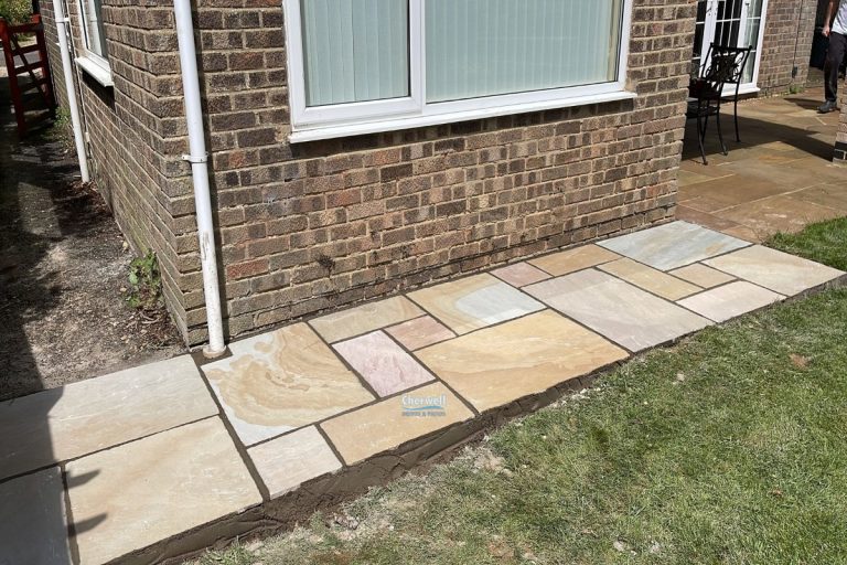 Indian Sandstone Slabbed Patio Extension in Banbury