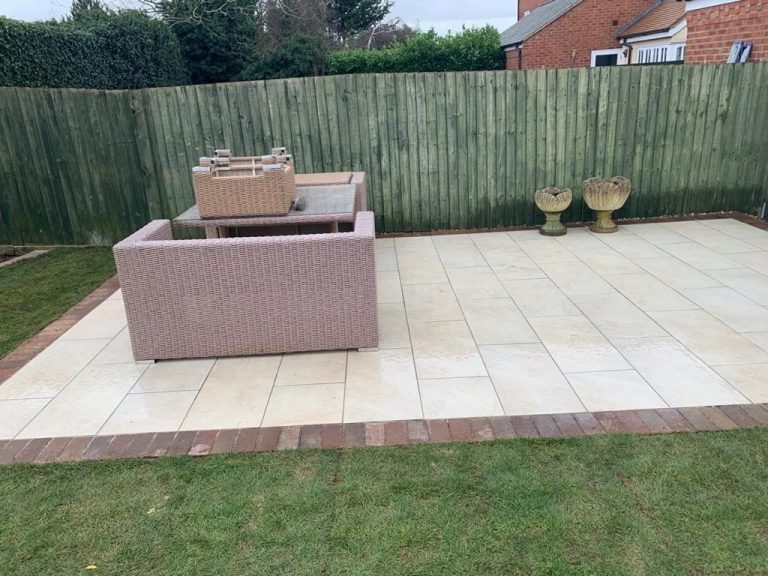 Porcelain Tile and Turf Patio in Itchington