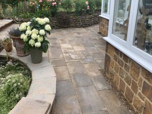 Re-laid and Steam-Cleaned Yorkstone Patio in Radway, Banbury