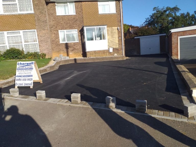 Tarmac Driveway with Block Paving Seating Area in Banbury